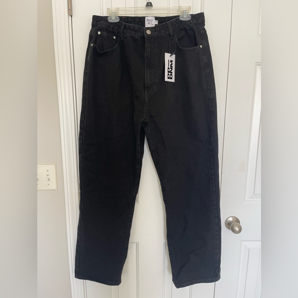 Princess Polly Wide Leg Black Jeans, Size 12
